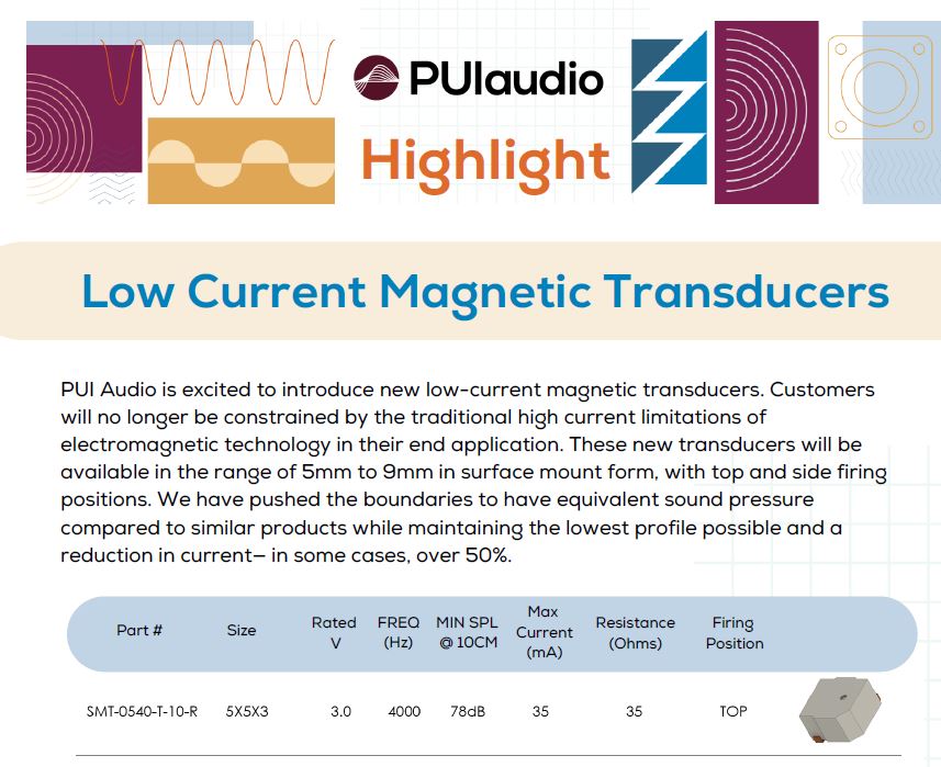 Low Current Magnetic Transducers