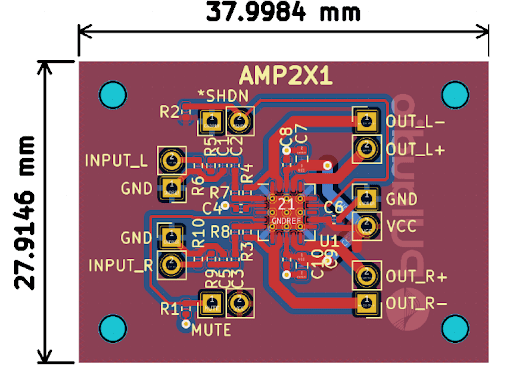 AMP2X1 audio amplifier board